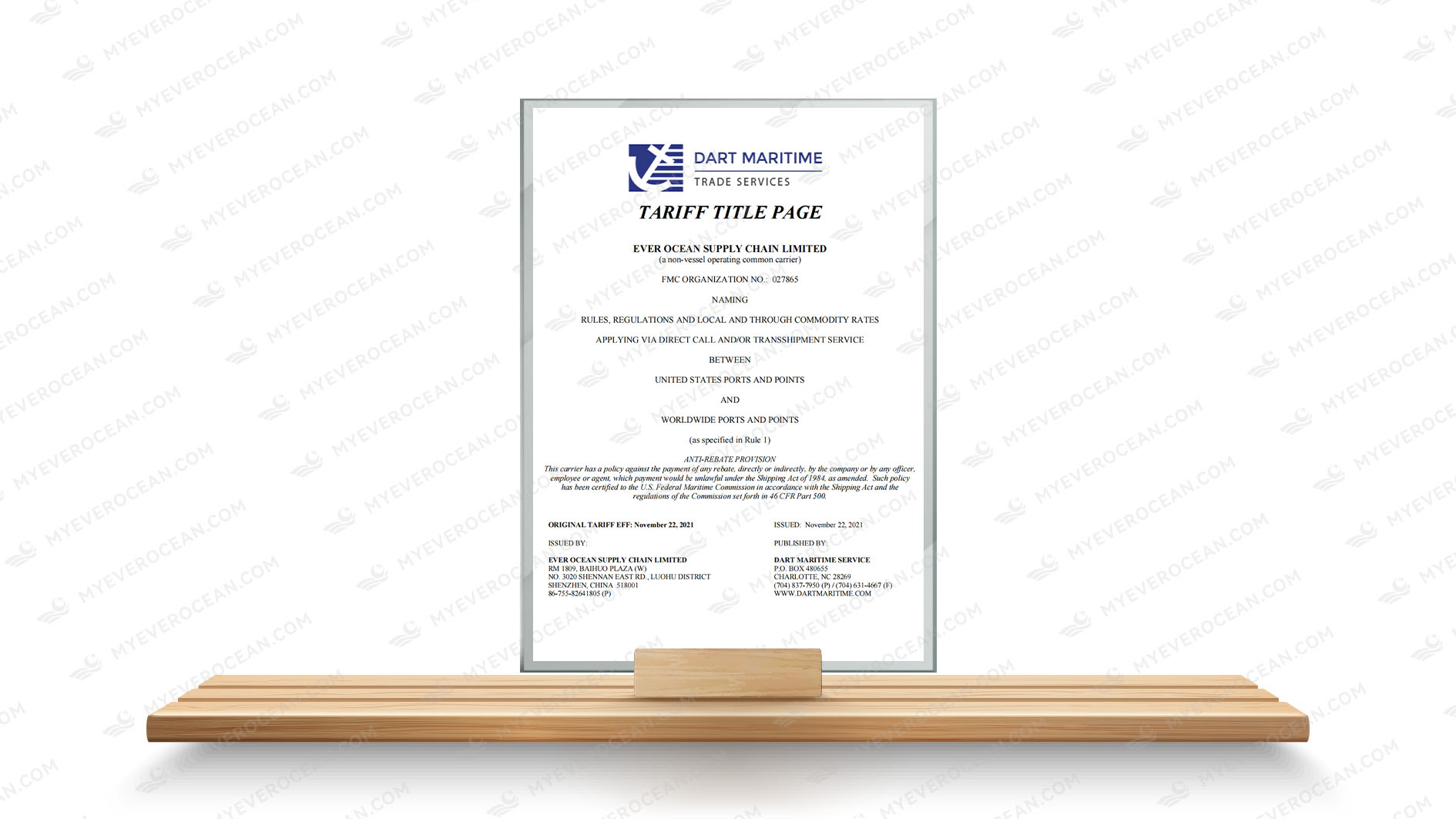 DART Maritime FMC compliance credential for Ever Ocean