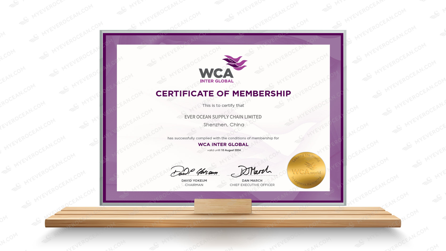 World Cargo Alliance membership credential for Ever Ocean